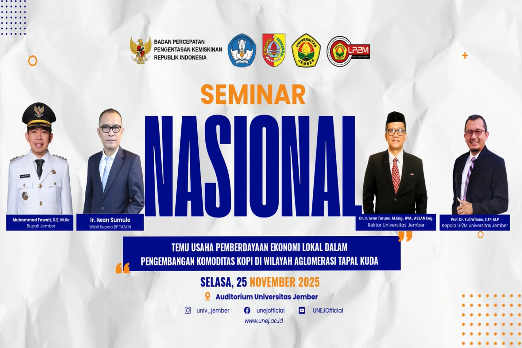 SEMINAR NASIONAL TEMU USAHA PEMBERDAYAAN EKONOMI LOKAL DALAM PENGEMBANGAN KOMODITAS KOPI DI WILAYAH AGLOMERASI TAPAL KUDA 2025